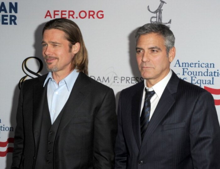 Джордж Клуни и Брэд Питт пили водку после съёмок фильма о зомби