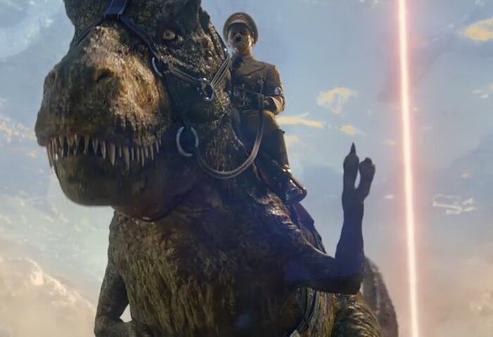 Нацисты на динозаврах в первом видео фильма «Железное небо 2»
