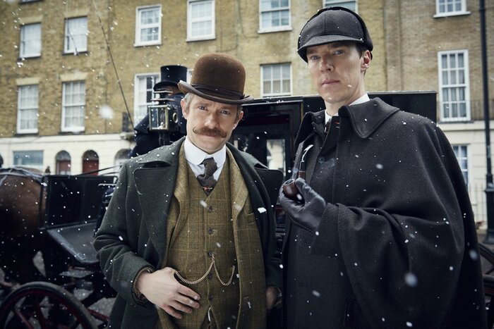 Опубликованы новые фотографии со съёмок специального эпизода сериала «Шерлок»